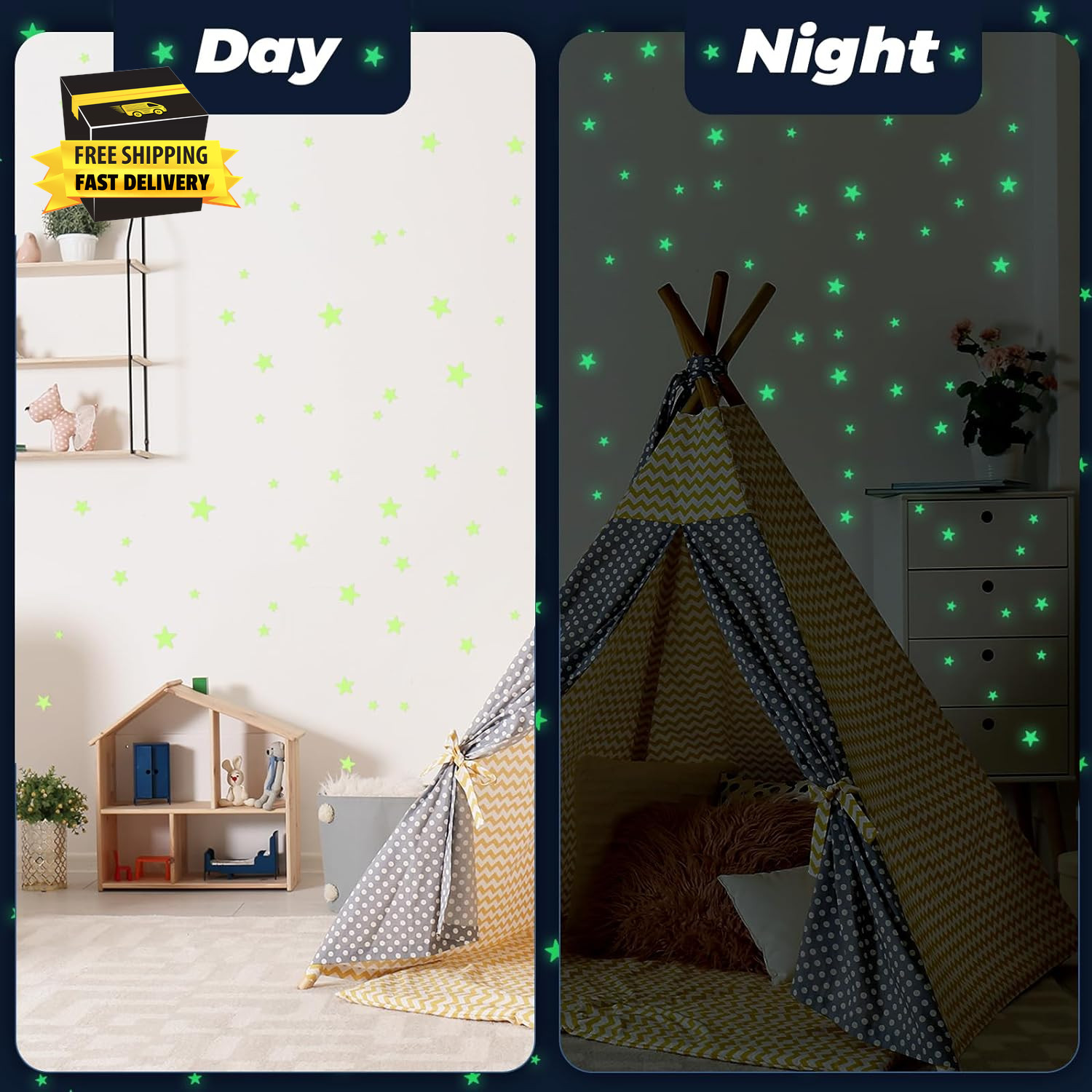 Glow in the Dark Stars Stickers for Ceiling, 514Pcs 3D Room Wall Decor Ceiling S