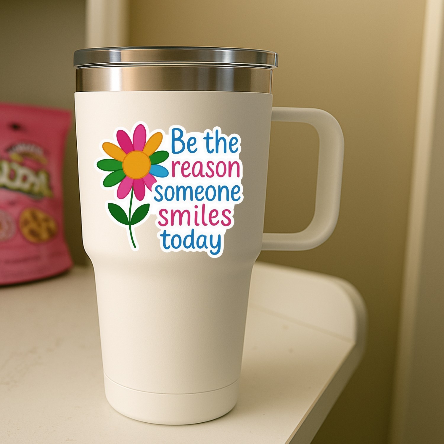 4Pcs Be the Reason Someone Smiles Today Stickers – Cute Inspirational Decals