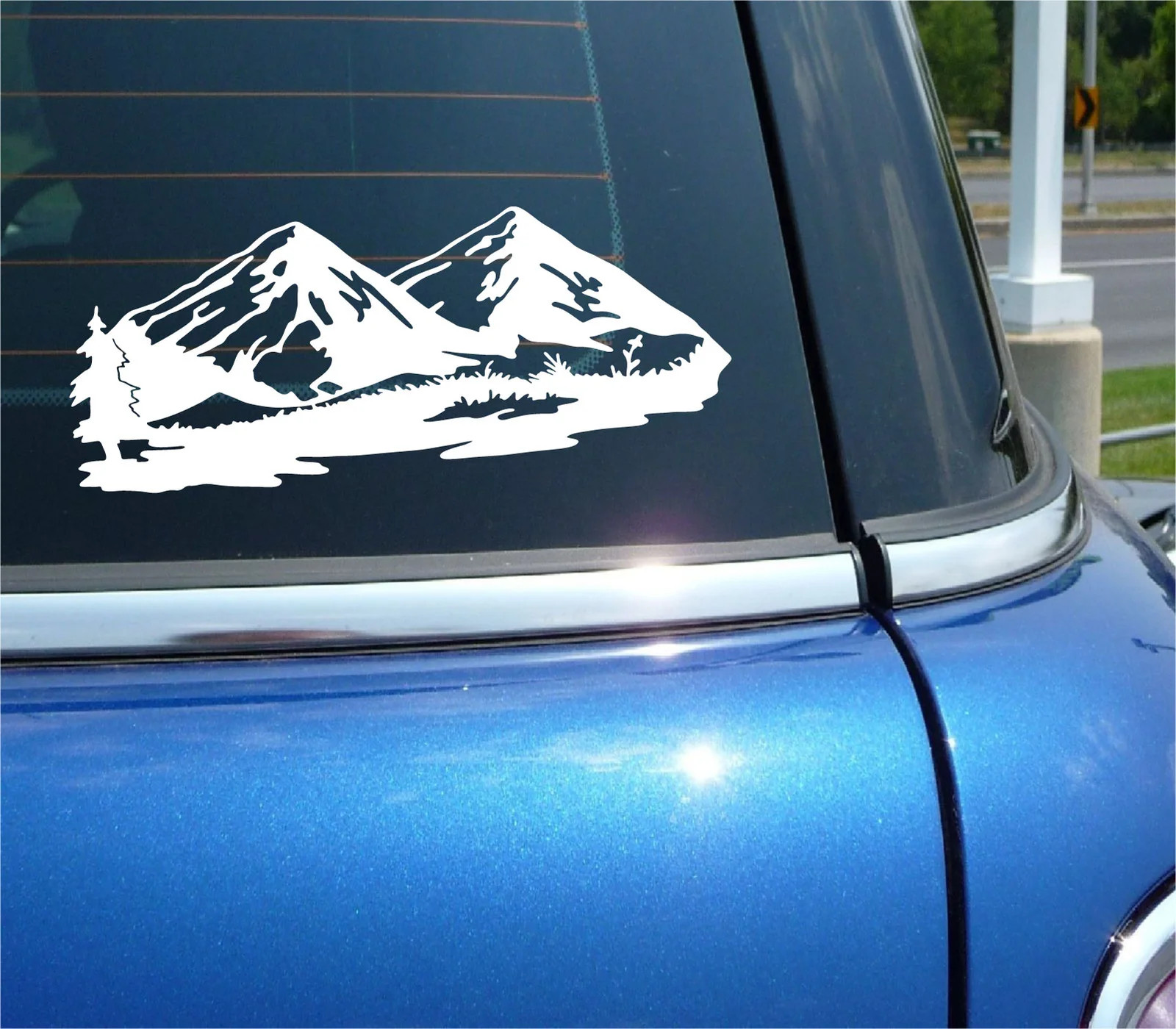 TWO MOUNTAINS SCENE SCENERY HIKING HIKE NATURE DECAL STICKER FUNNY CAR TRUCK