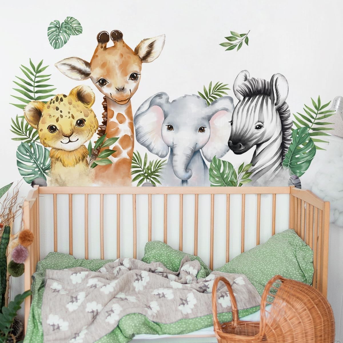 Colorful Animal Wall Stickers – Waterproof Jungle Safari Decor for Nurseries