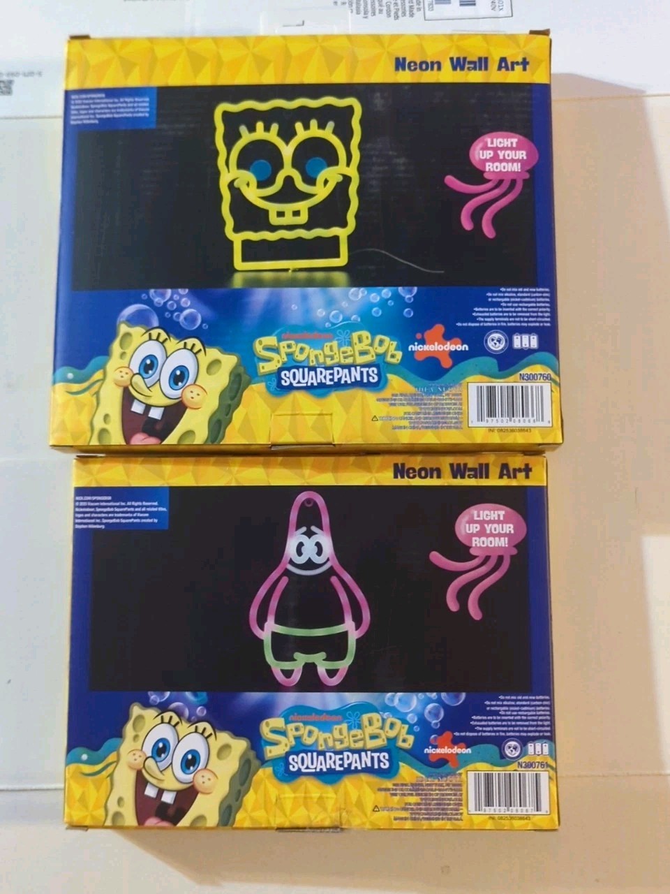 Set of 2 SpongeBob SquarePants and Patrick Neon Wall Art Nickelodeon (Brand New)
