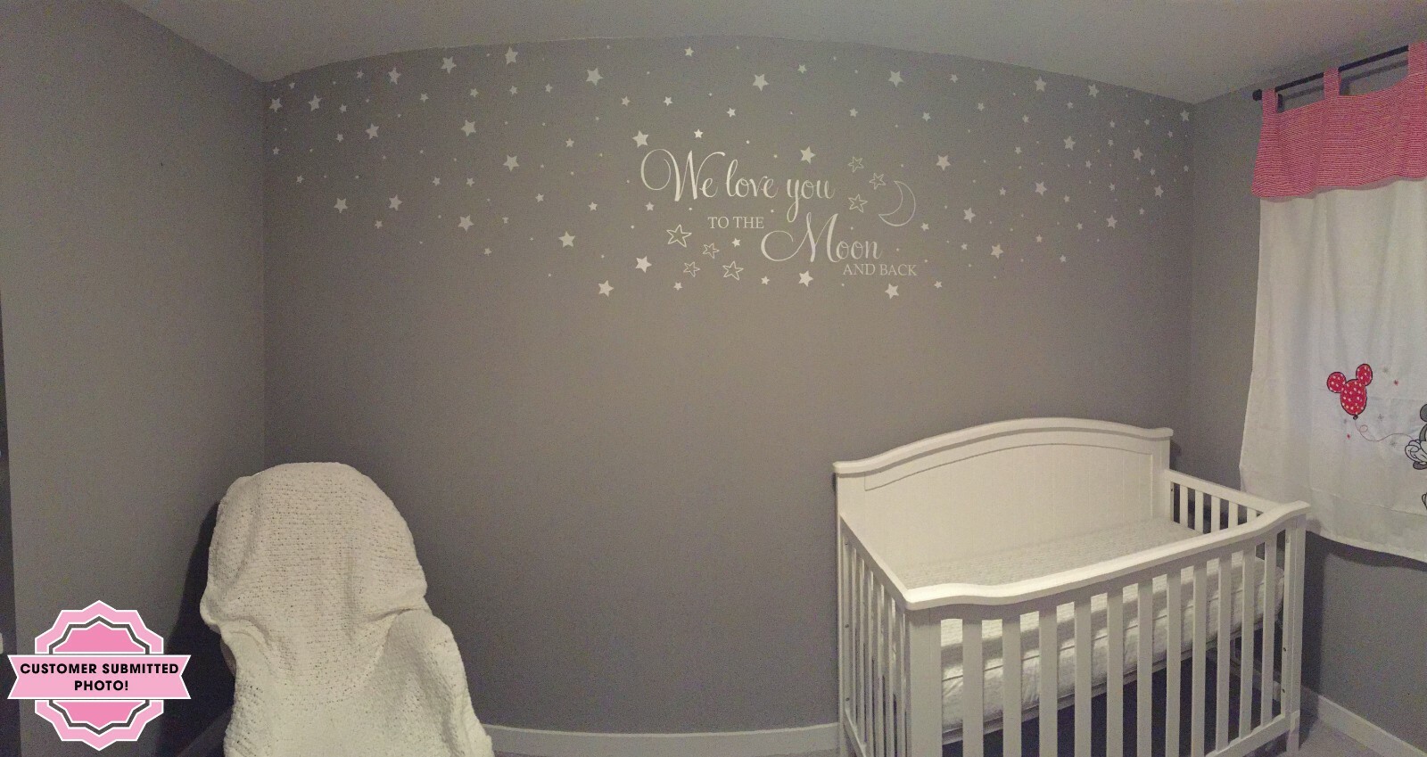 Childs Wall Quote "We Love You To The Moon And Back" Wall Art Sticker, Decal