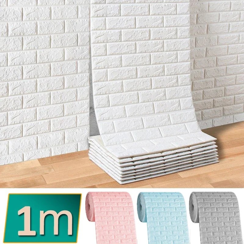 70cm*1m 3D Self-Adhesive Wallpaper Foam Waterproof Brick Wall Stickers Decor