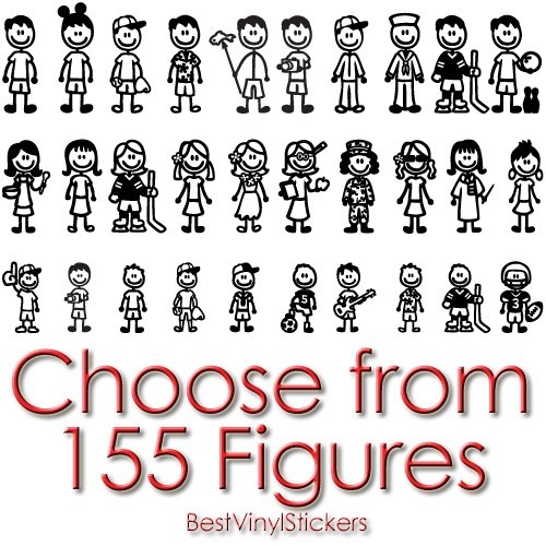 FAMILY STICKERS CHOICE COLOR CUSTOM FIGURE CAR BACK WINDOW VINYL DECAL (FS-4)