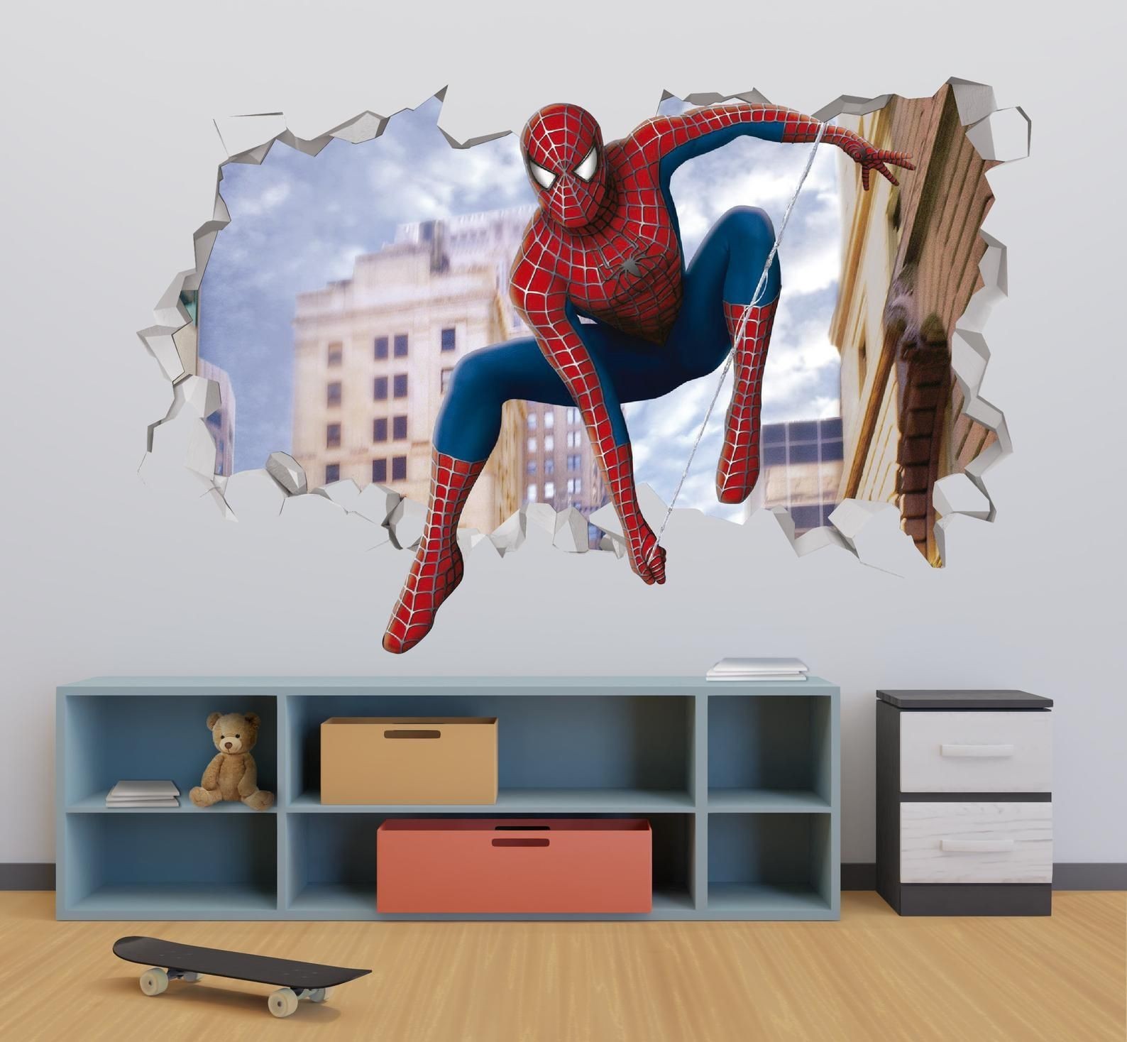 Marval Superhero Spider-Man Breaking Wall Sticker Vinyl Decal Kids Room Decor