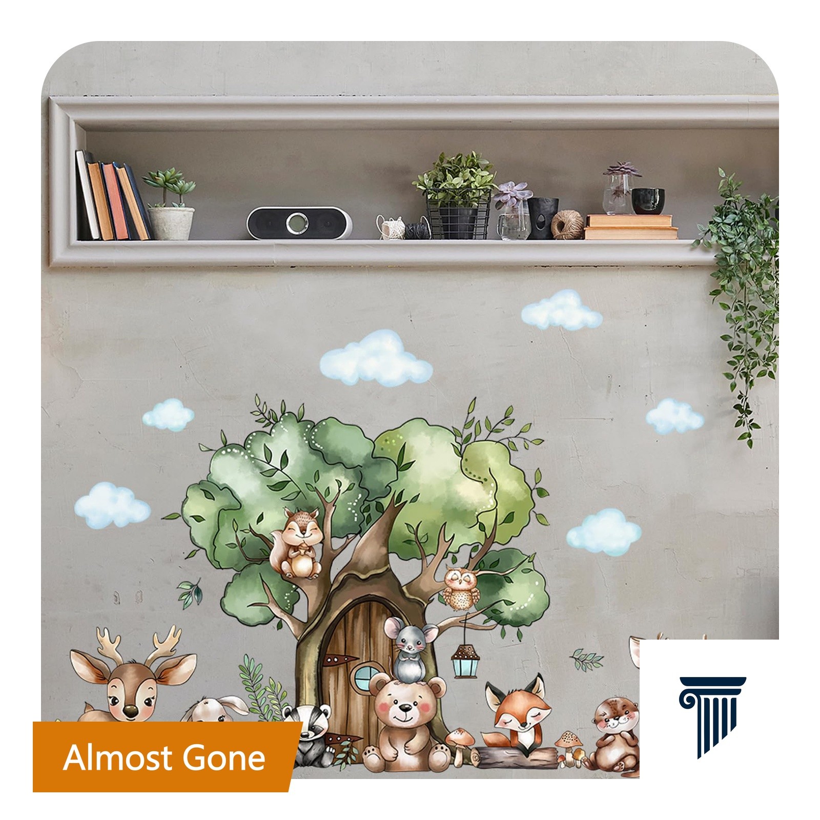 BOAMAU Tree House Animals Jungle Wall Stickers Nursery Decor