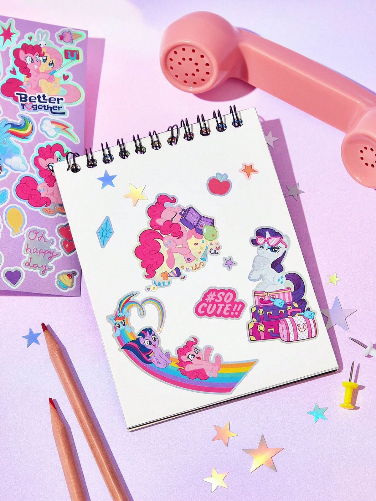 My Little Pony Kawaii Y2K Party Cute Decorations Adhesive Stickers – 2 Sheets