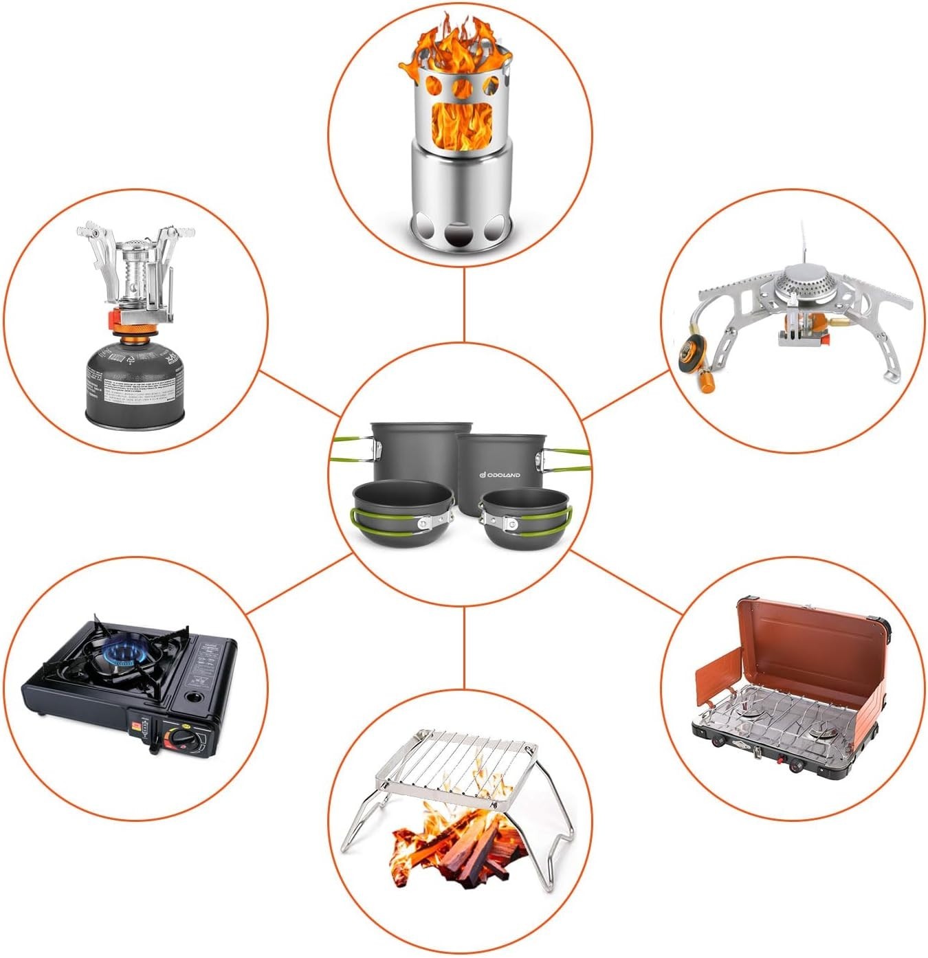 16pcs Camping Cookware Mess Kit, Lightweight Pot Pan Mini Stove with 2 Cups, For