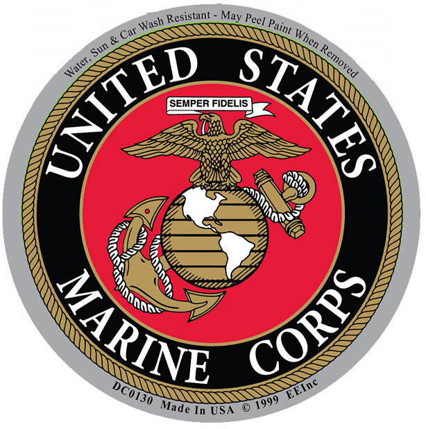 3"X4" VINYL PRESS AND STICK WEATHER RESISTANT USMC SEAL DECAL