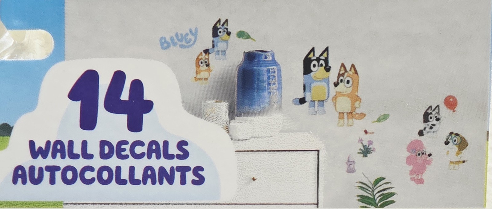 Kids Bluey Room Wall Decals Peel & Stick 14 Pieces/Stickers Birthday Party Decor