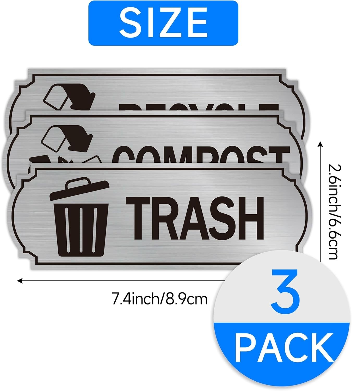 Elegant Self-Adhesive Recycling Stickers for Home, Office, and Outdoor Use – 7in
