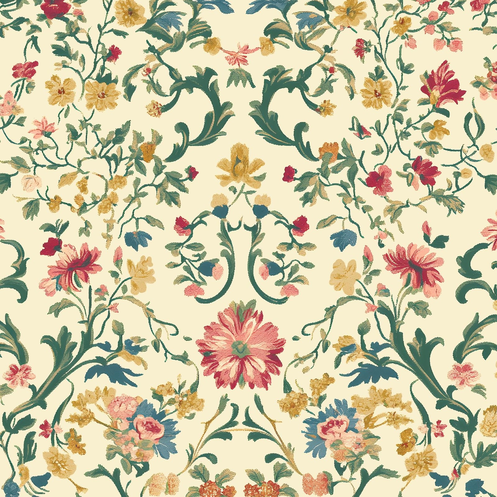 Vintage Floral Wallpaper Peel and Stick, Boho Botanical Tapestry Pattern Self…