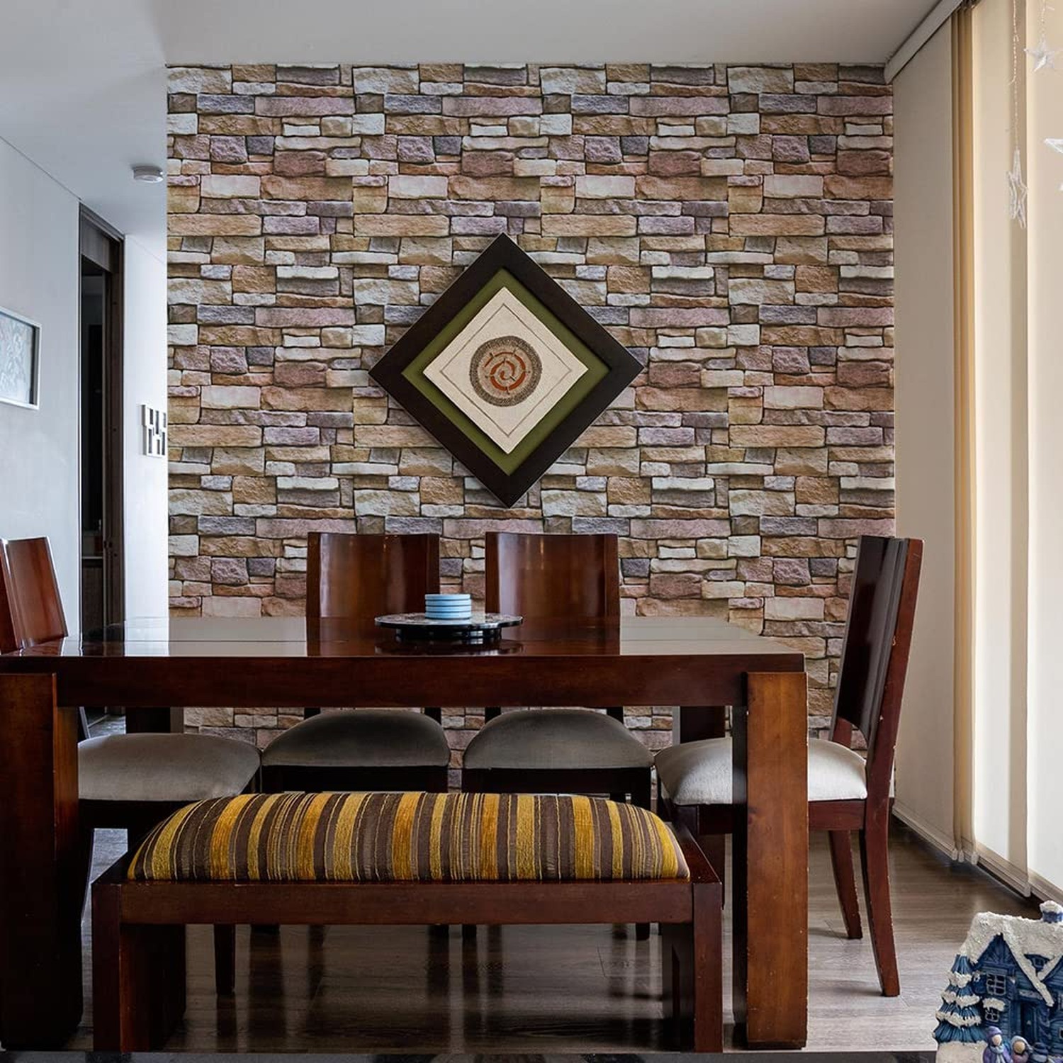 Peel and Stick Faux Brick Stone Wallpaper, 17.7" x 394" Removable Textured Ro…
