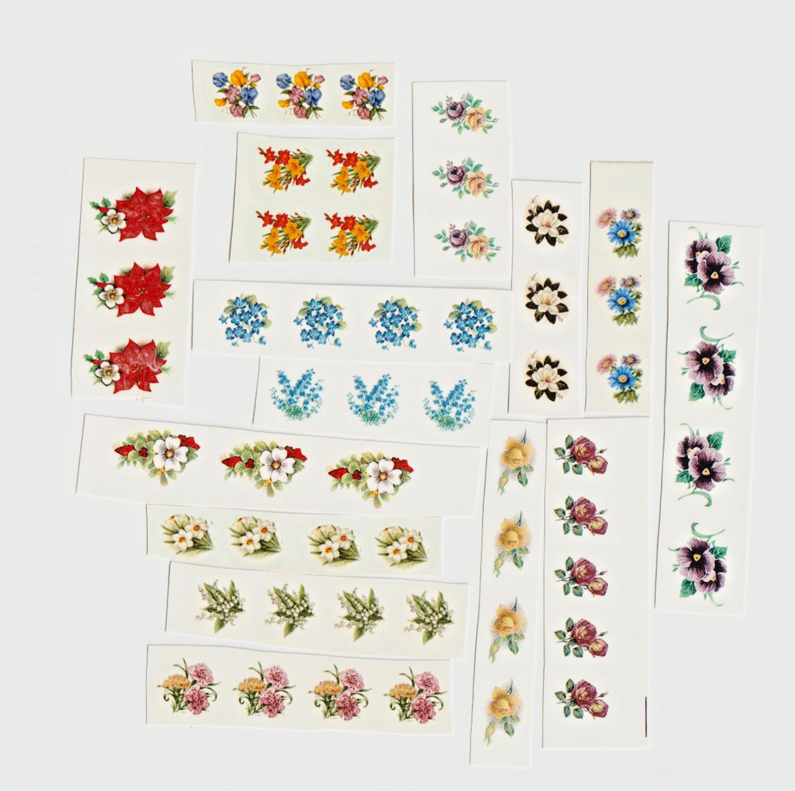 Mini Floral Ceramic Decals(54) vintage 1/2"-5/8" overglaze waterslide transfers