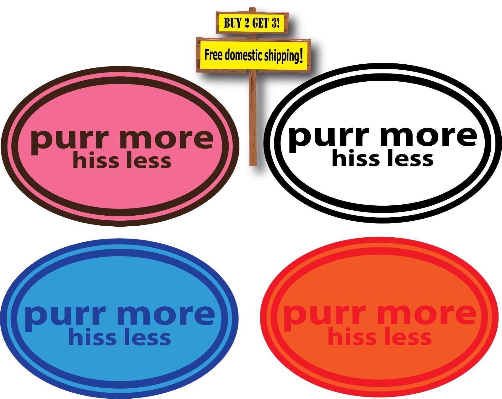 Purr More Hiss Less For All Cat & Dog Lovers Adopt Cats/Dogs Decal Sticker P140