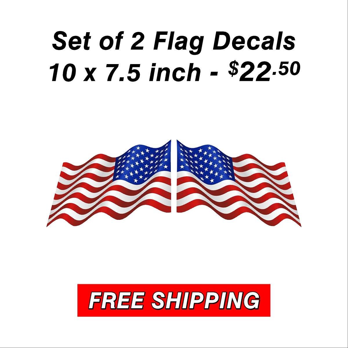Set of Right and Left Waving American Flag Stickers