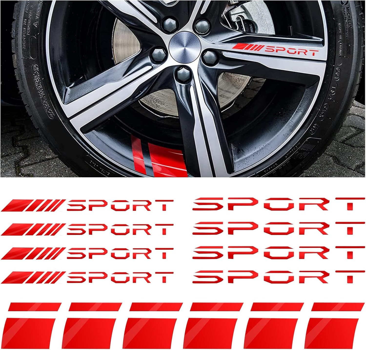 Car Decal Stickers, 14 PCS Reflective Sport Logo, Auto Wheel Rim Decor, Polye…