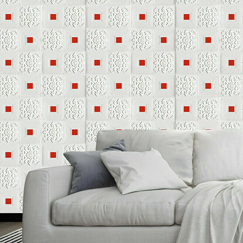 10Pcs 3D Wall Panels Self-adhesive Tile Brick Sticker Waterproof Foam Wallpaper