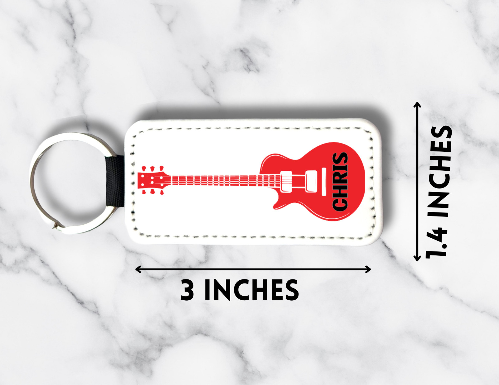 Personalized Electric Guitar Keychain, Music Gift for Guitar Player