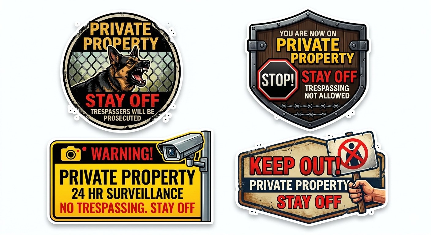 4 Pcs Private Property Decal Stickers Phone Laptop Etc