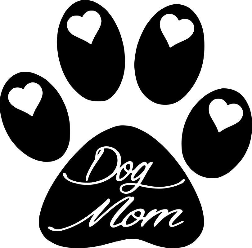 Dog Paw Dog Mom Decal Sticker | 5.5-Inches By 5.4-Inches | Black Vinyl