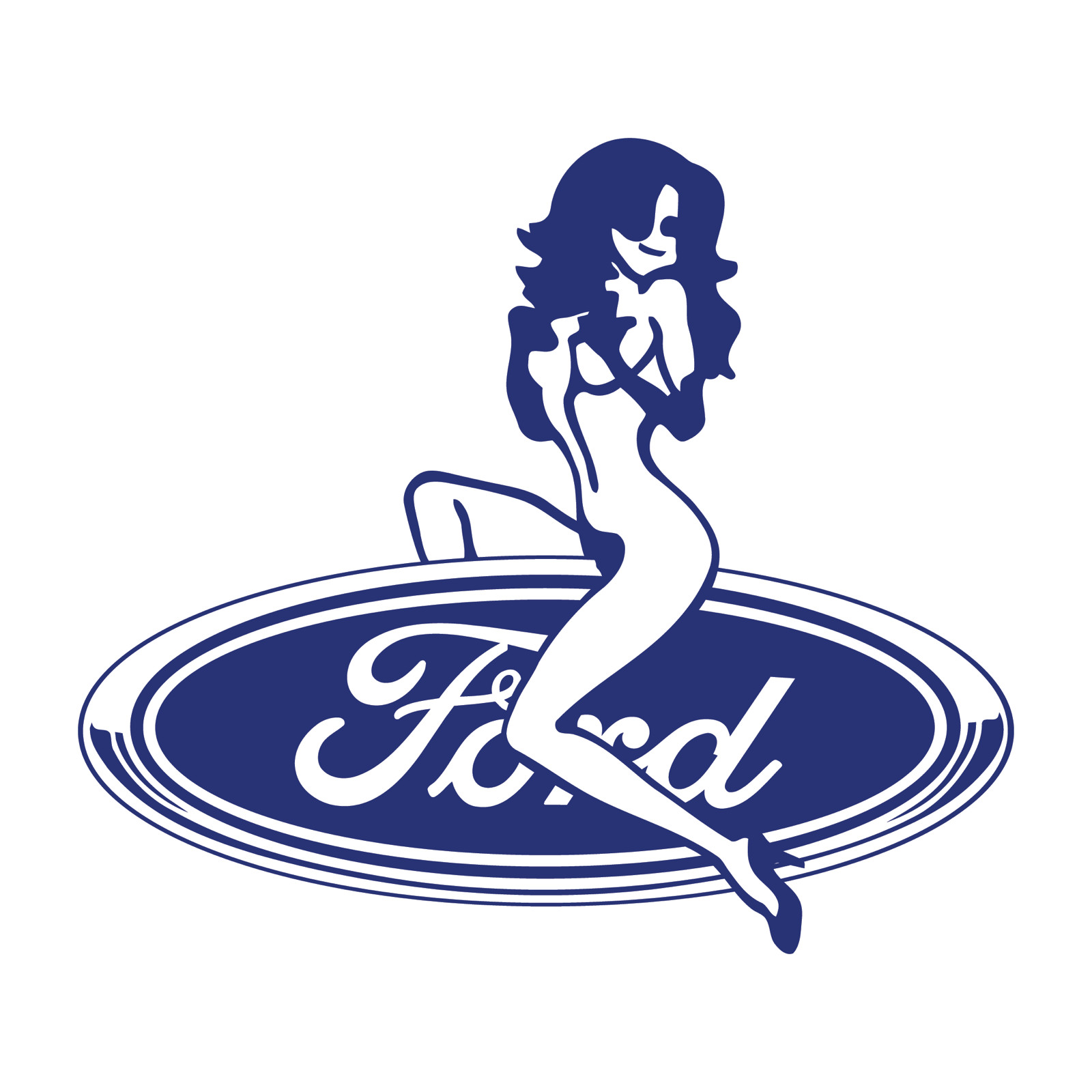 Ford Logo With Sexy Girl Die Cut Decal USA Made Multiple Colors Available 6+yrs