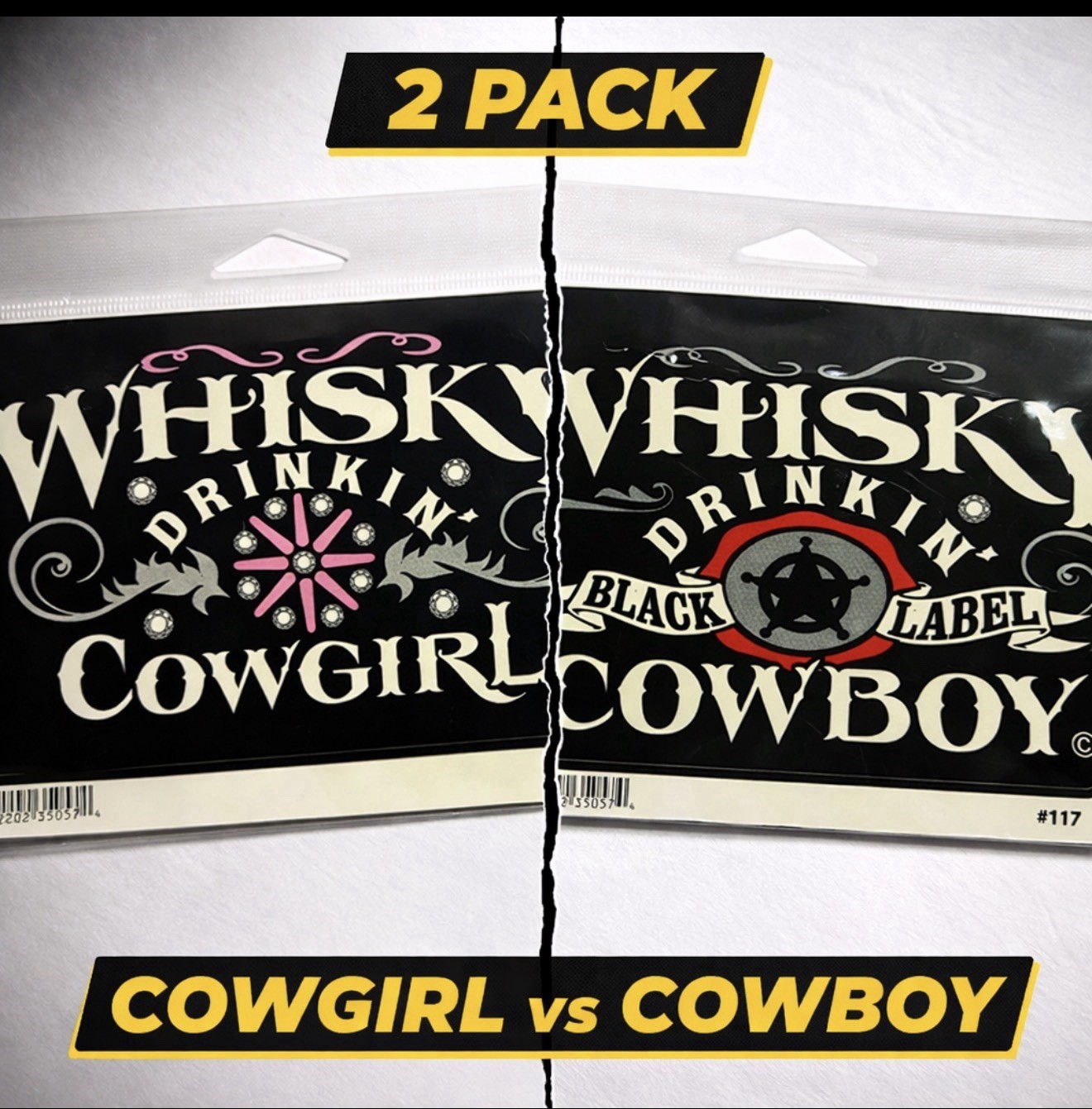 Whiskey Drinkin Cowgirl Cowboy Decal Sticker Set 2 Pack 6×3.5” #117 #118