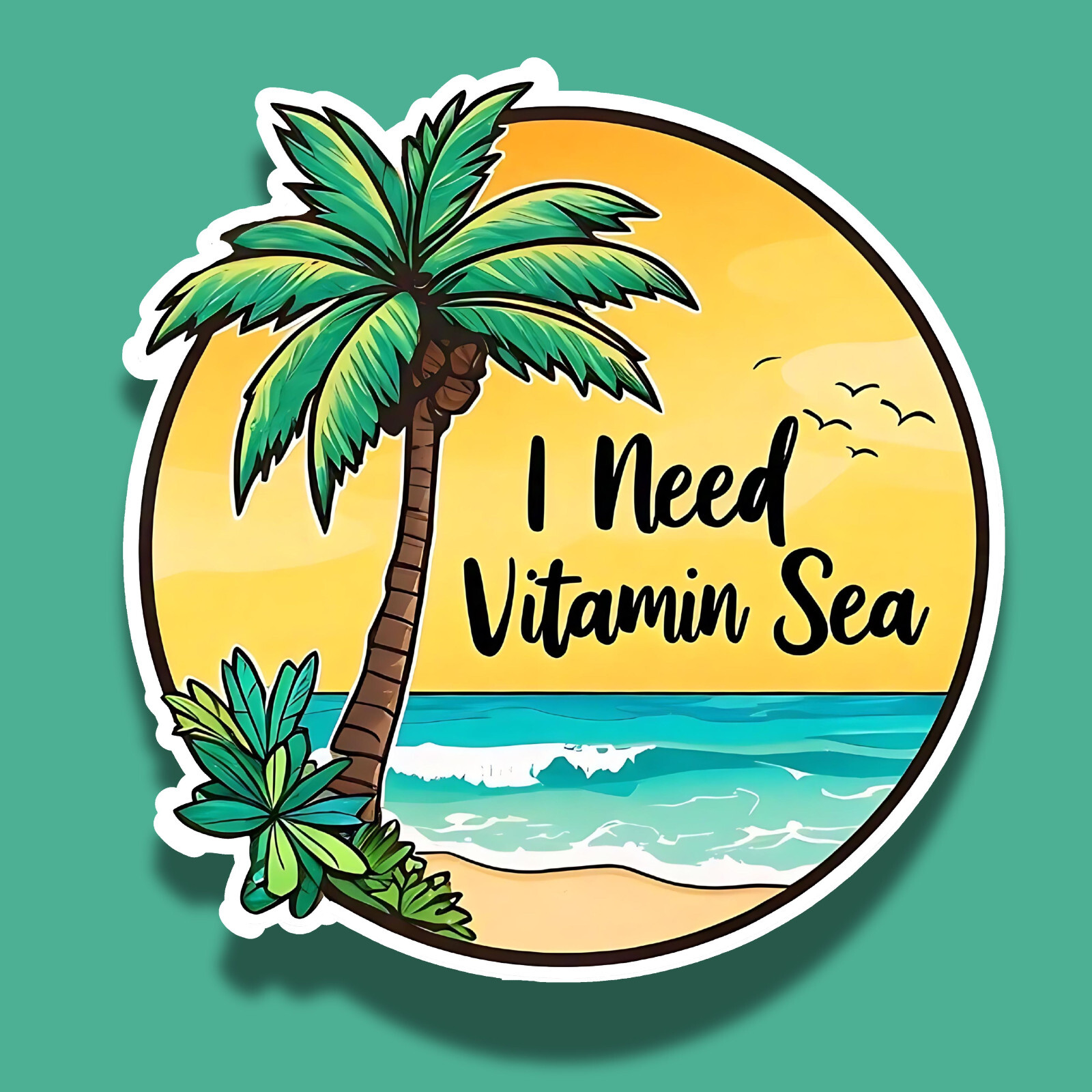 I Need Vitamin Sea Ocean Beach 3" Vinyl Sticker