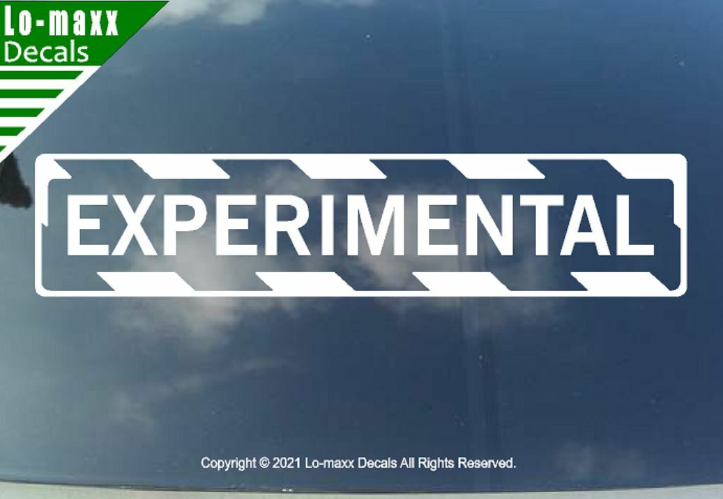 EXPERIMENTAL Aircraft With Hazard Stripes Aircraft Markings Die Cut Vinyl Decal