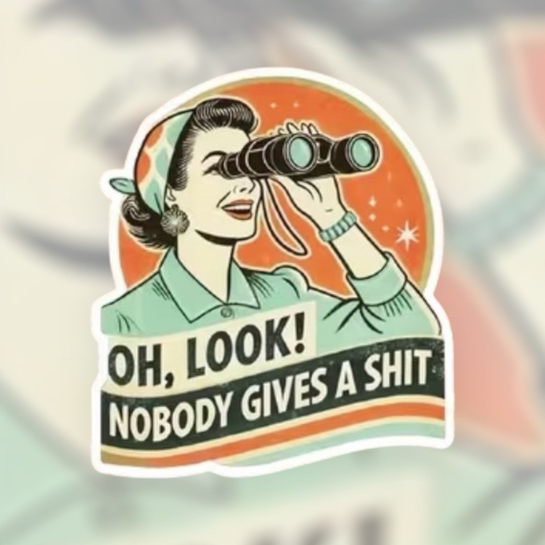 Retro VTG GenX ‘Oh Look Nobody Gives A $h*t’ 2” Inch Vinyl Sticker Decal Funny