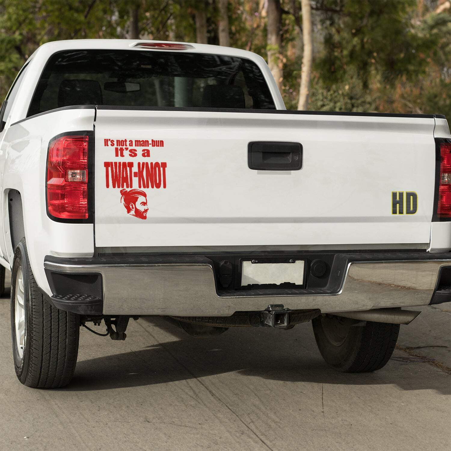 It's not a man-bun it's a twat-knot vinyl decal funny soyboy truck car