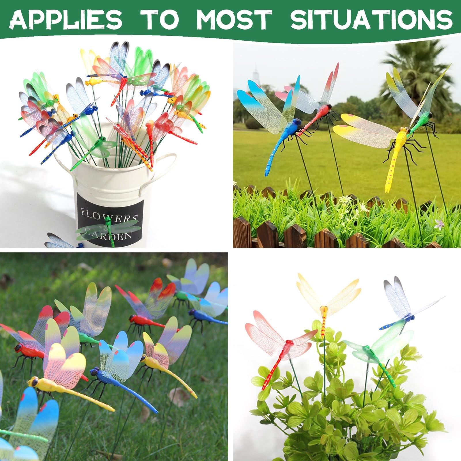 Amaonm 20pcs 3D Colorful Dragonfly Garden Decorations Decor Dragon Fly Garden…