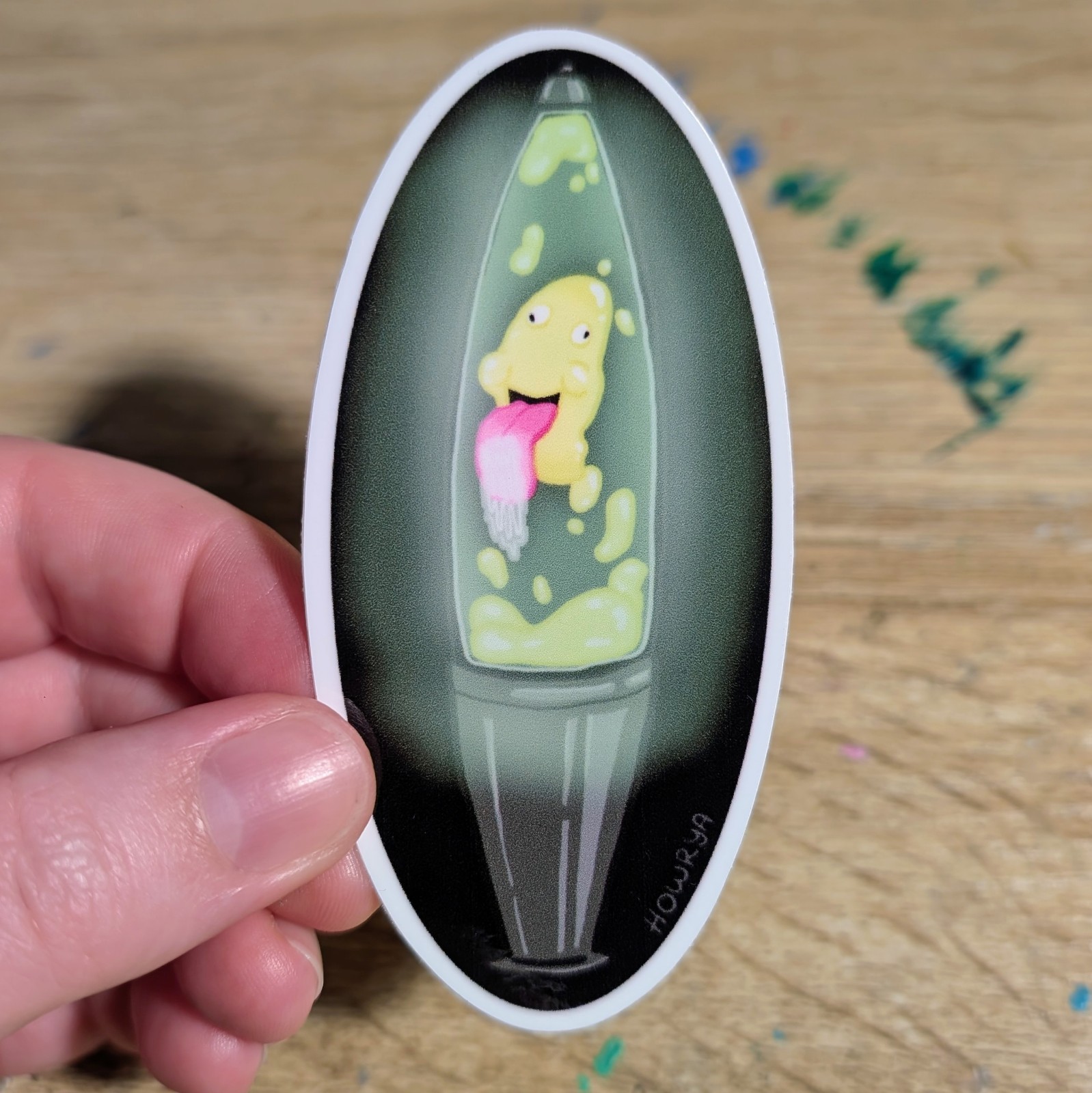 Lava Lamp Cartoonish Vinyl Sticker – 3.5 Inch Oval Waterproof Sticker