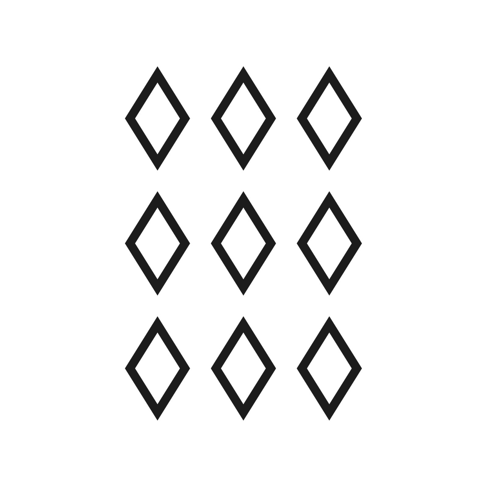 Set of 9 diamond shape outline Vinyl Decal Sticker