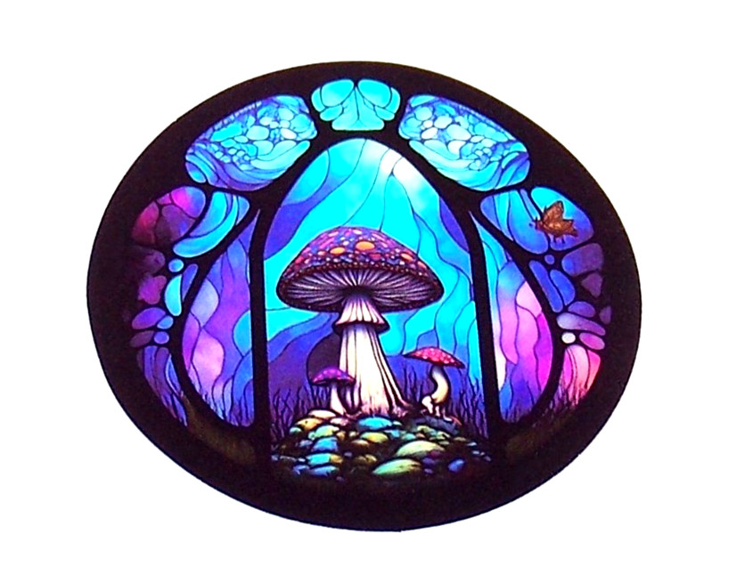 STAINED GLASS – Die Cut Sticker Decal Stained Glass Mushrooms