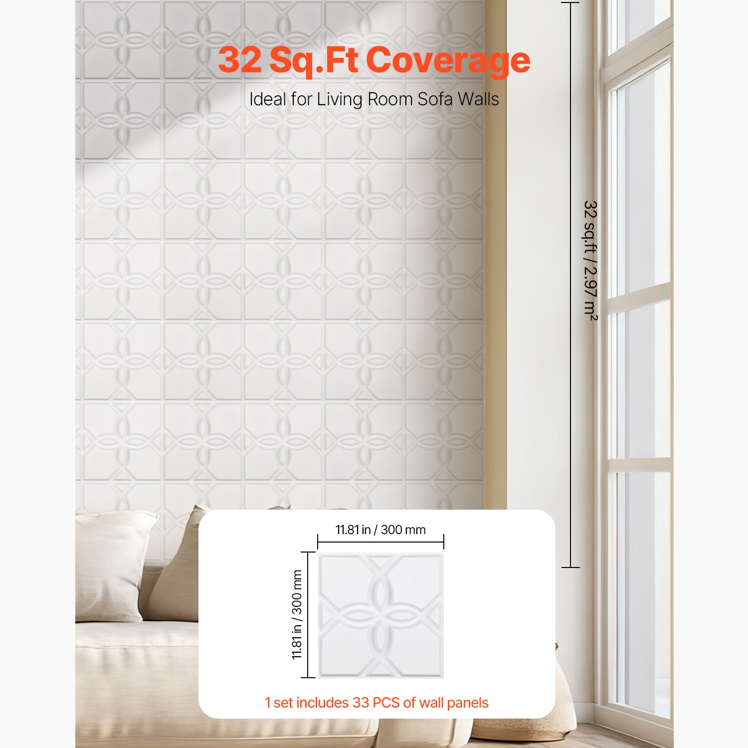 Uimoso 33-Pack 3D PVC Wall Panels,11.81"x11.81", 32 Sq.Ft,Floral Design, White