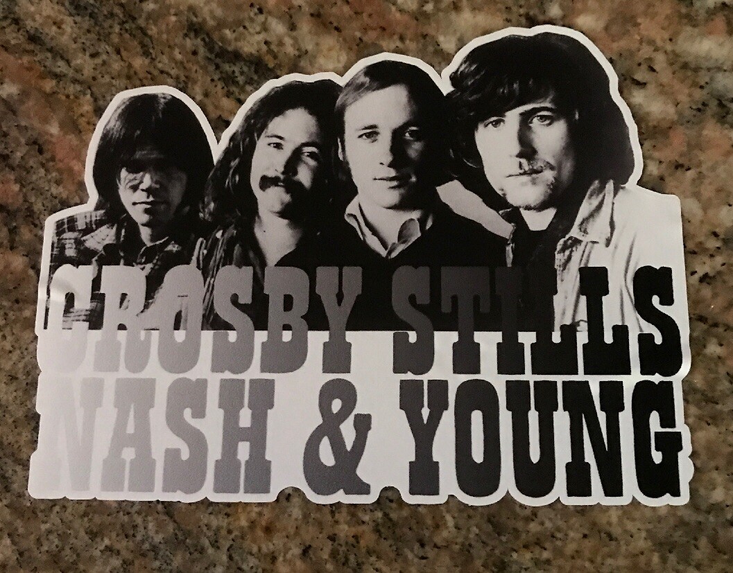 Crosby Stills Nash Young Sticker – Music 1970s Classic Rock Woodstock