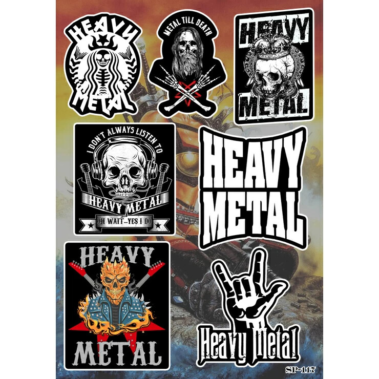 Heavy Metal Sticker Pack | Skull Metal Till Death Devil Horns Music Band Logo