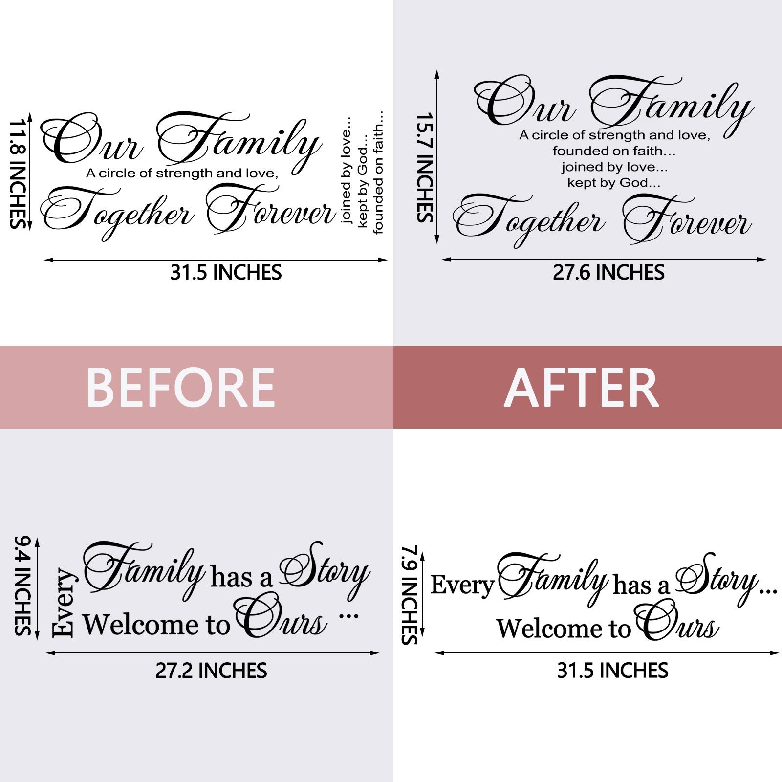 2 Pcs Wall Stickers for Living Room Decor Sticker Family Small, Basic