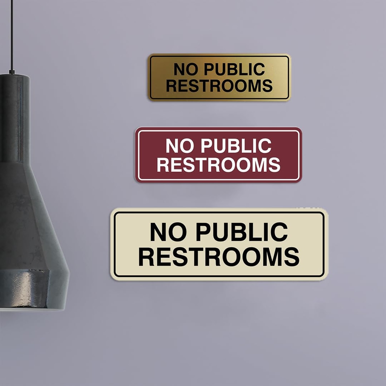 Standard No Public Restroom Wall or Door Sign | Bathroom Signage – Black – Sm…