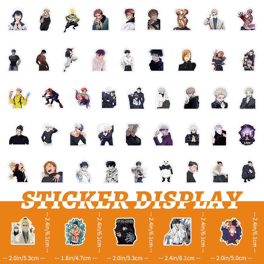 100Pcs Jujutsu Kaisen Anime Cartoon Sticker for Adults Teens Girls Water Bottles
