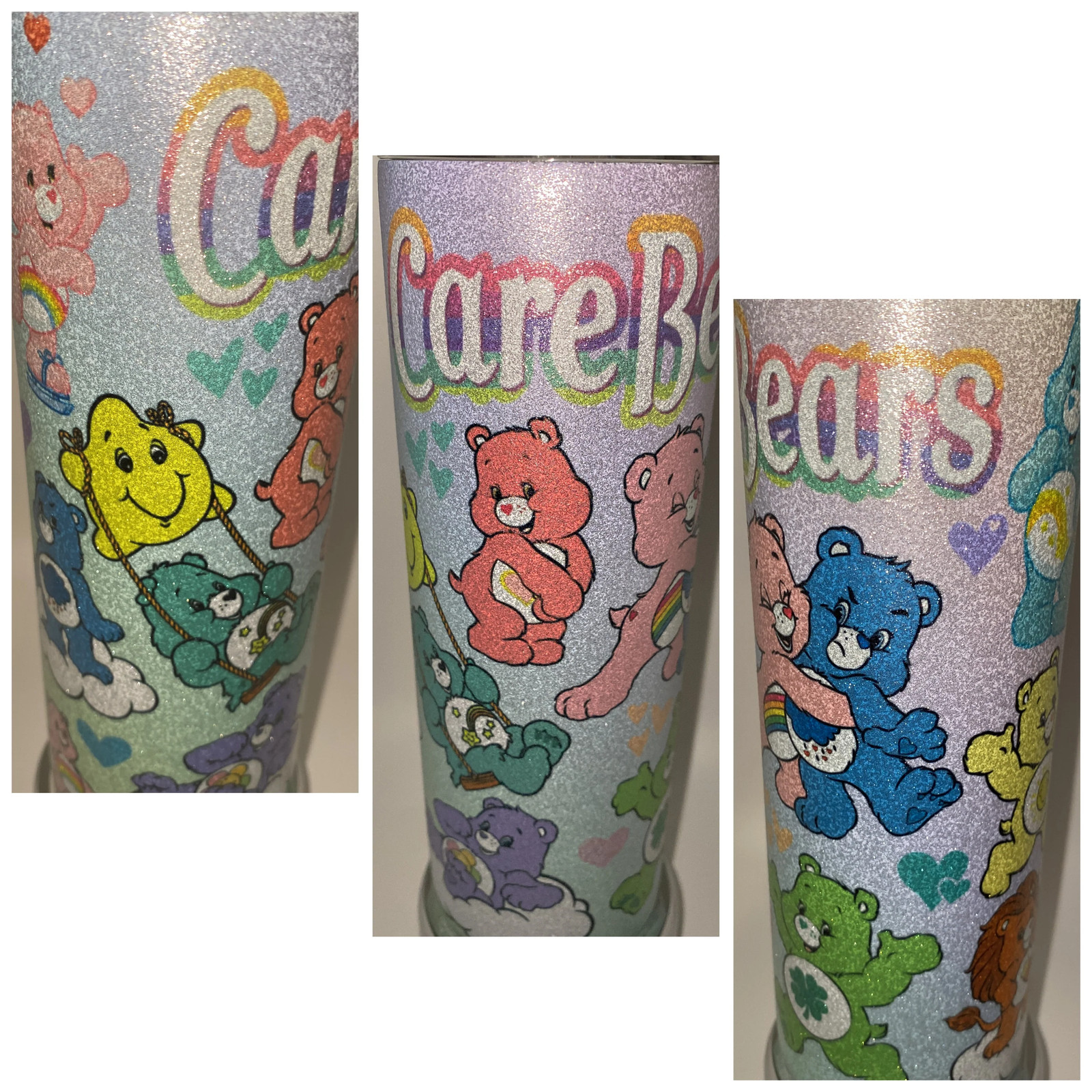 Care Bears GLITTER retro 20 oz tumbler inspired Nostalgic 80s HOT or COLD