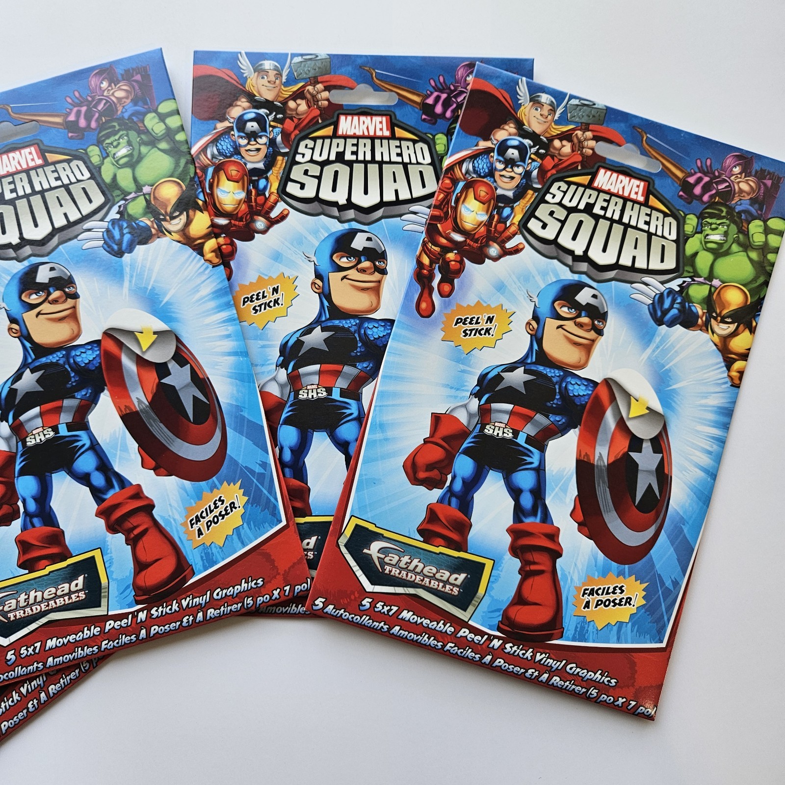 NEW Lot Of 5 Marvel Super Hero Squad Fathead Peel N Stick Vinyl Graphics 5×7 Cap