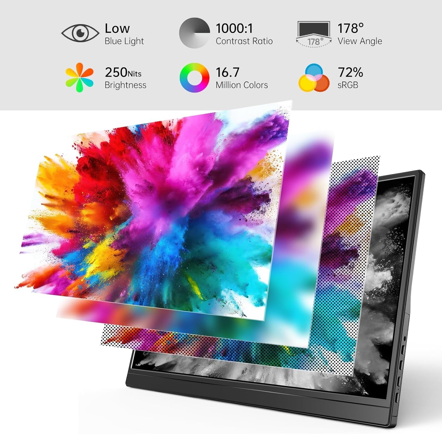 15.6 Inch 1080P Portable Monitor USB-C HDMI Ultra-Slim Travel Kickstand Laptop