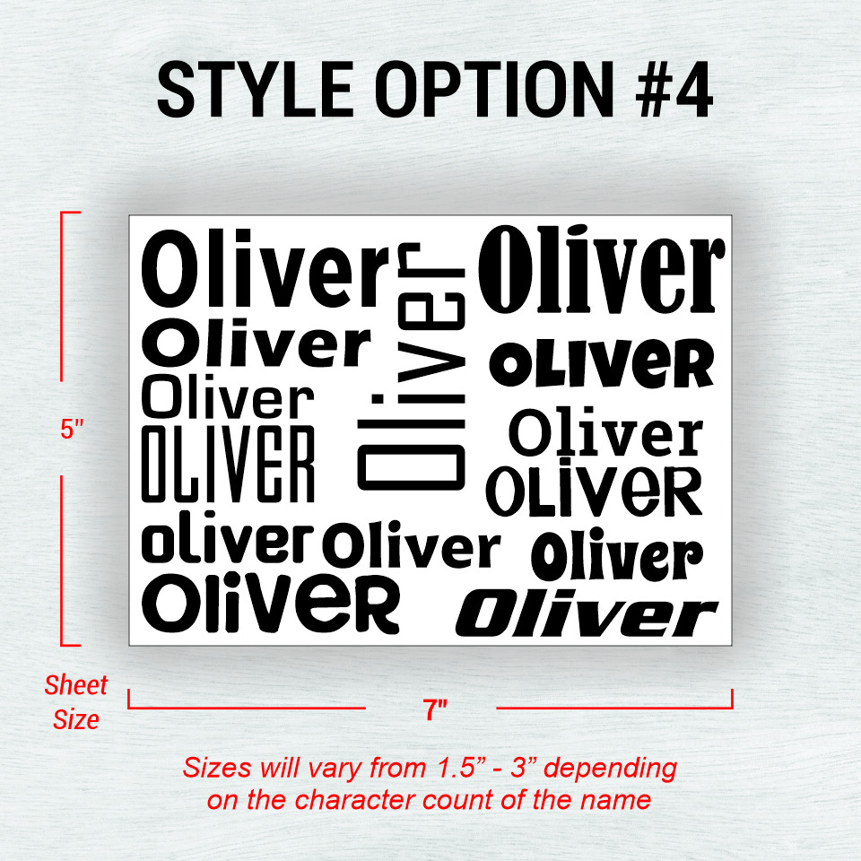 Custom Name Vinyl Decals Labels 5×7 Sheet for Back to School