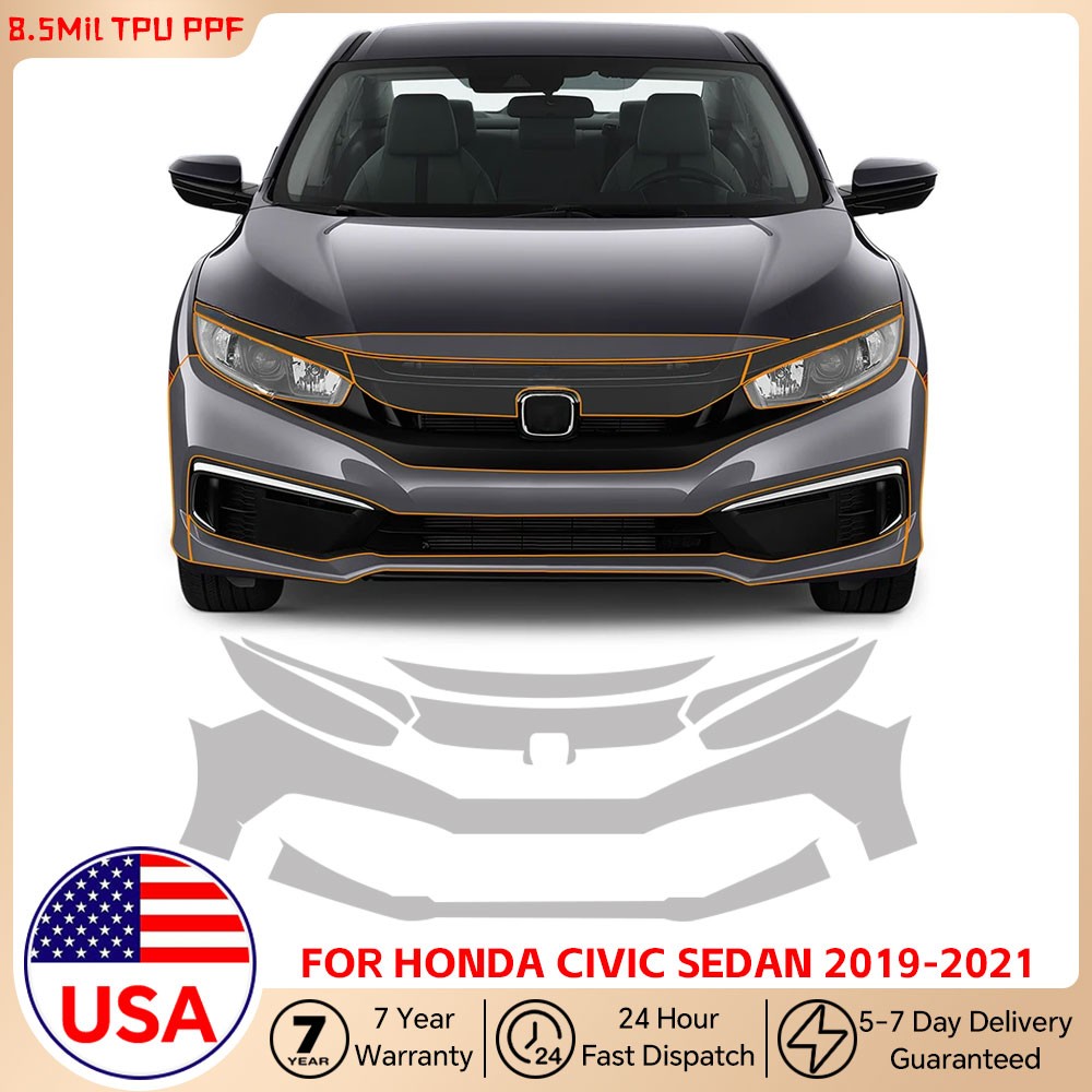 For Honda Civic Sedan 2019-2021 Precut PPF Kit Paint Protection Gloss Clear Film