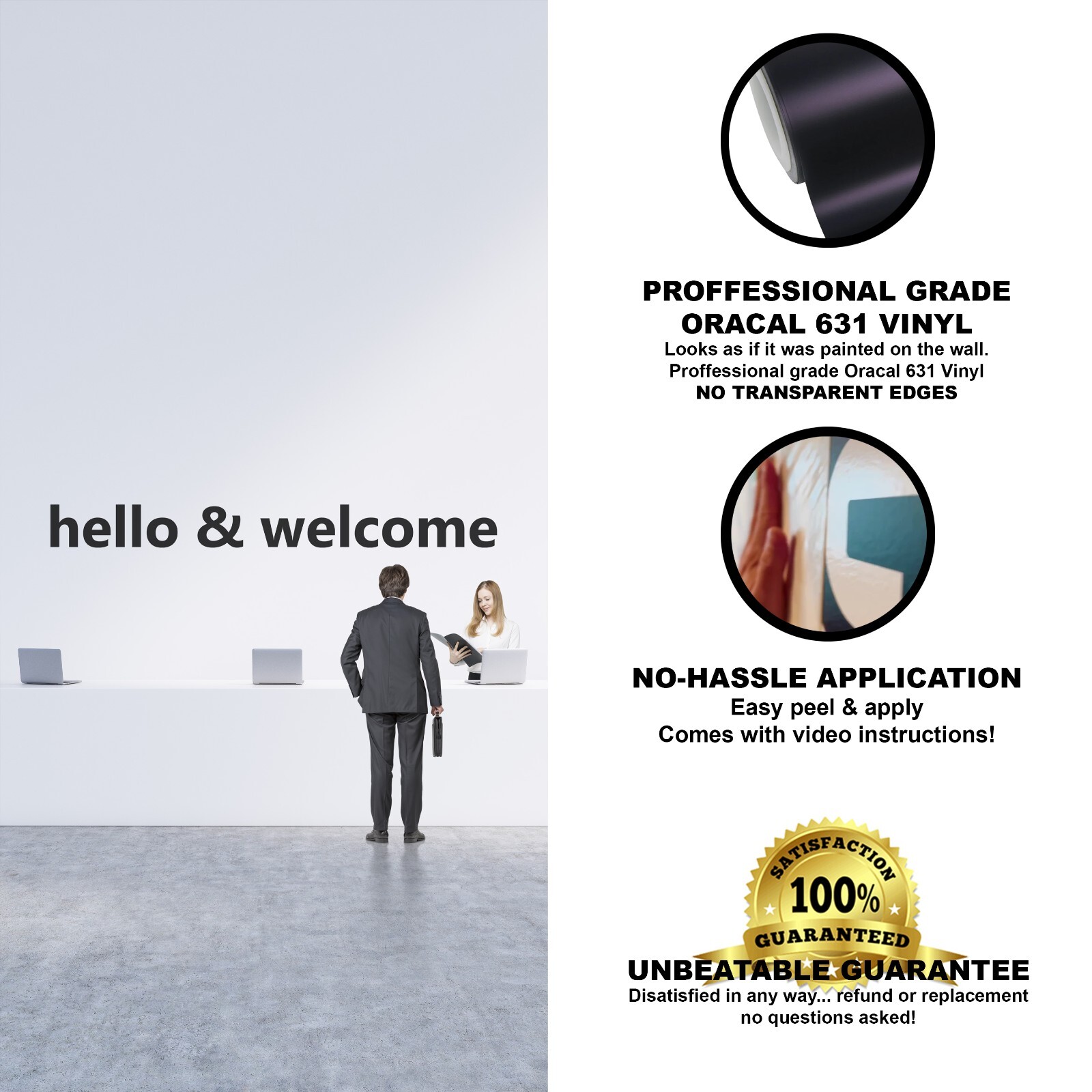 Hello and Welcome Office Wall Decal Sticker Quote Home Decor Wall Art Entrance