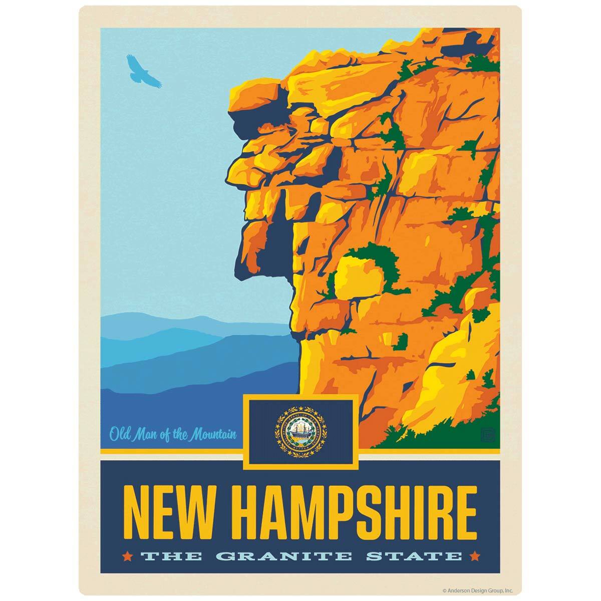 New Hampshire Granite State Old Man of the Mountain Decal Peel and Stick Decor