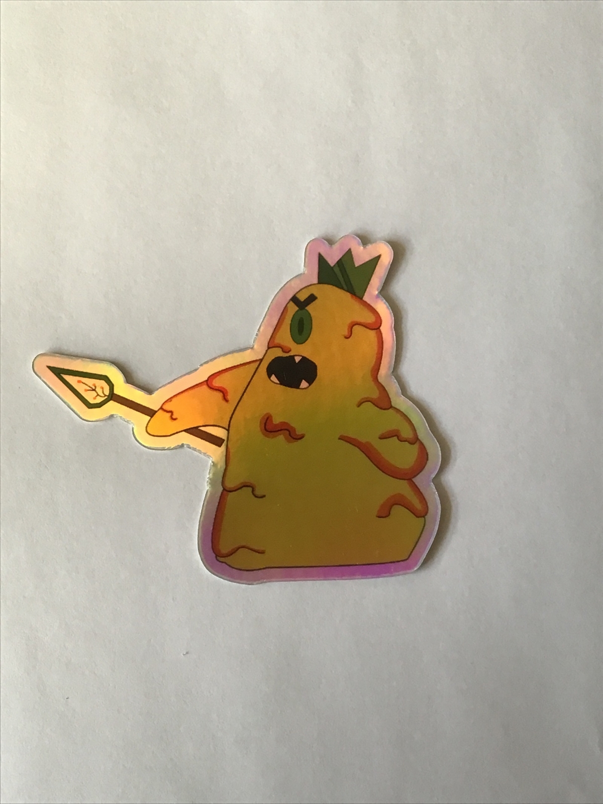 Lava Monster with Spear Funny Custom Made Water Bottle Holographic Sticker New