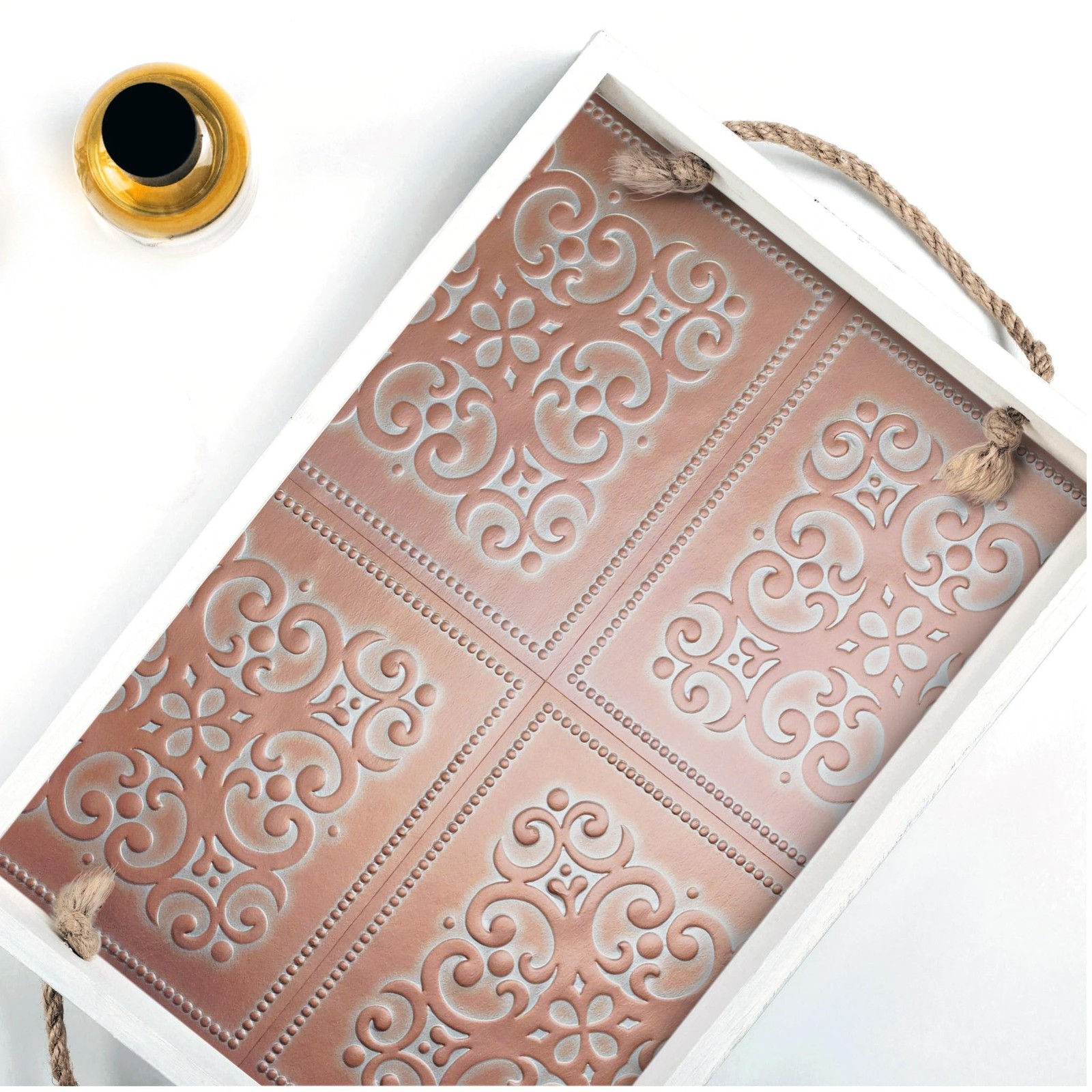 Main Street 24-Pack of 8 x 8" Wallpaper Tiles Peel and Stick in Metalic Patin…